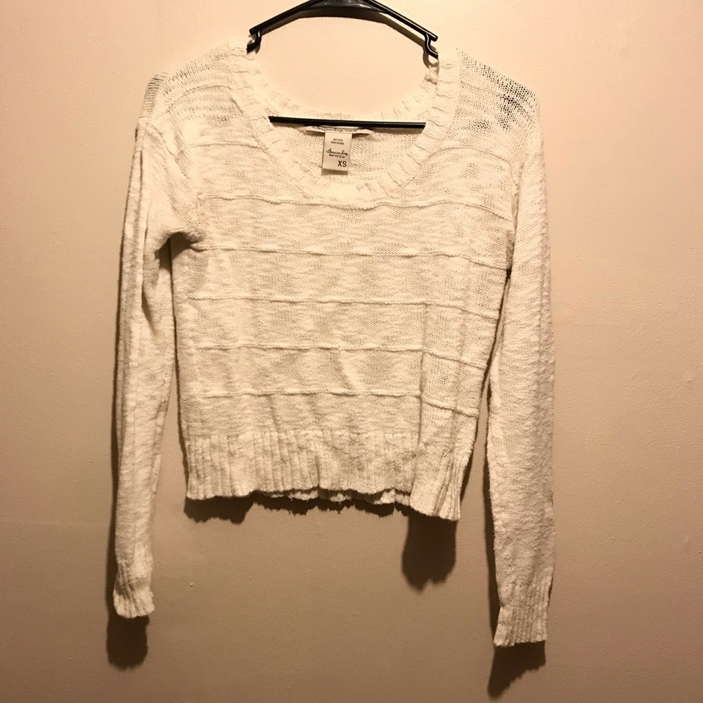 Cropped white sweater